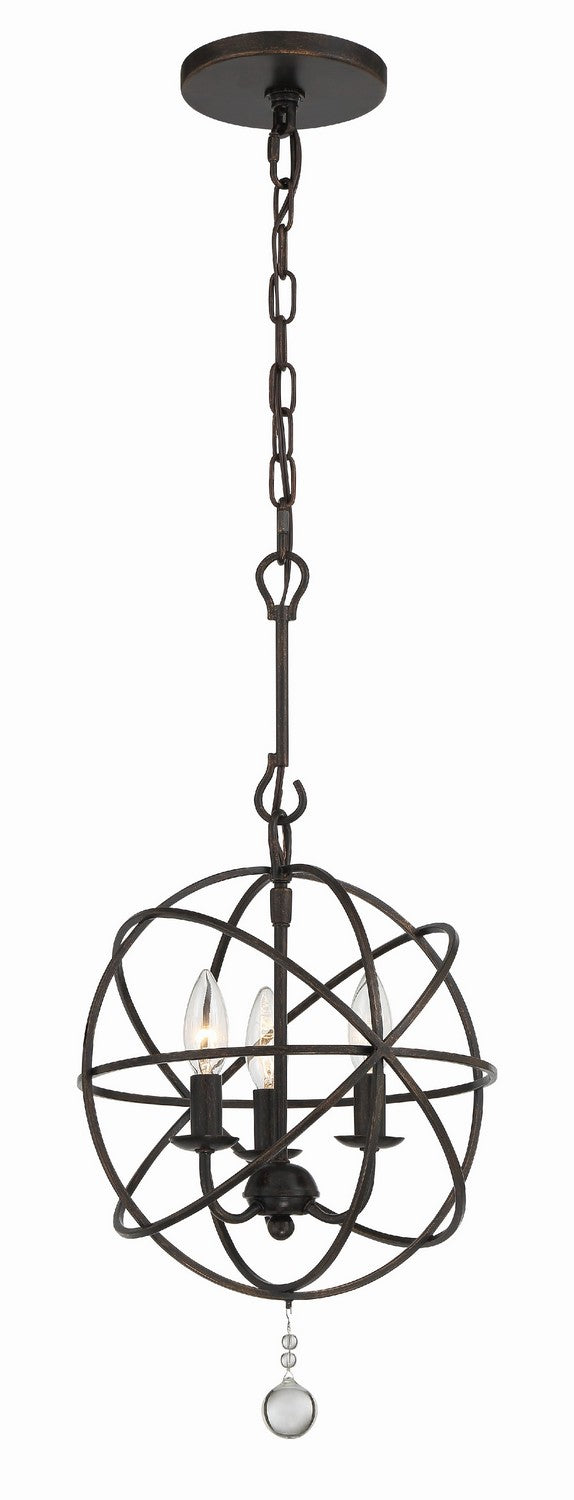 Crystorama 9225-EB Three Light Mini Chandelier, English Bronze