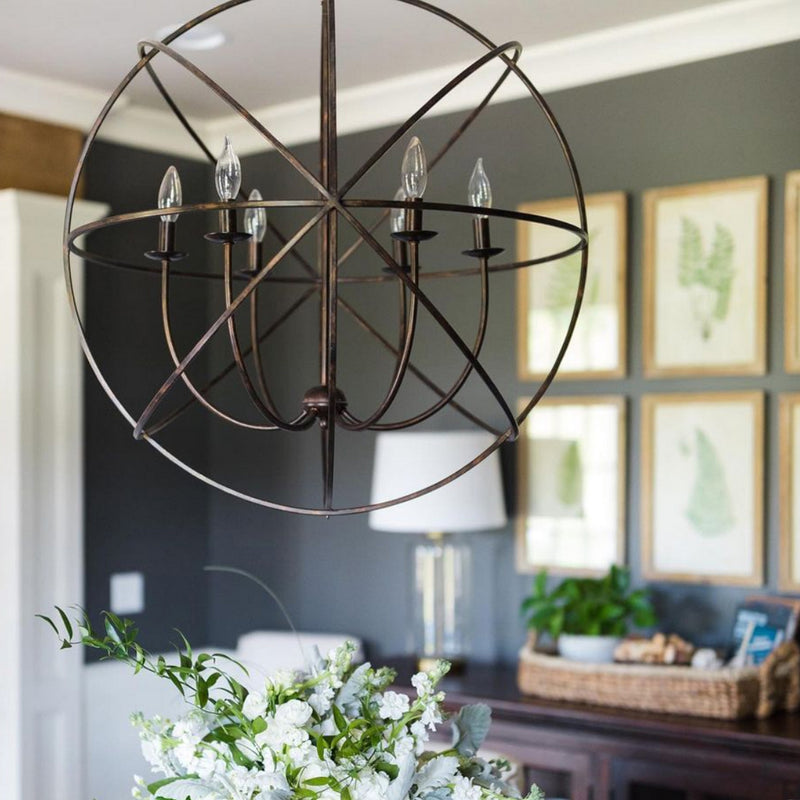 Crystorama 9226-EB Six Light Chandelier, English Bronze