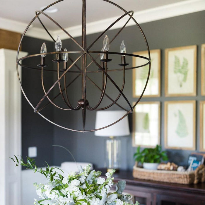Crystorama 9226-EB Six Light Chandelier, English Bronze