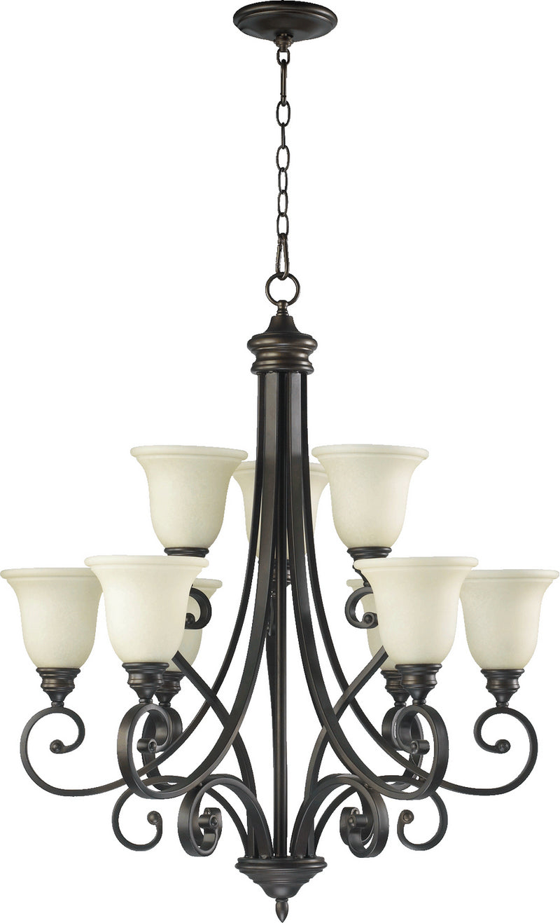 Quorum 6154-9-86 Nine Light Chandelier, Oiled Bronze