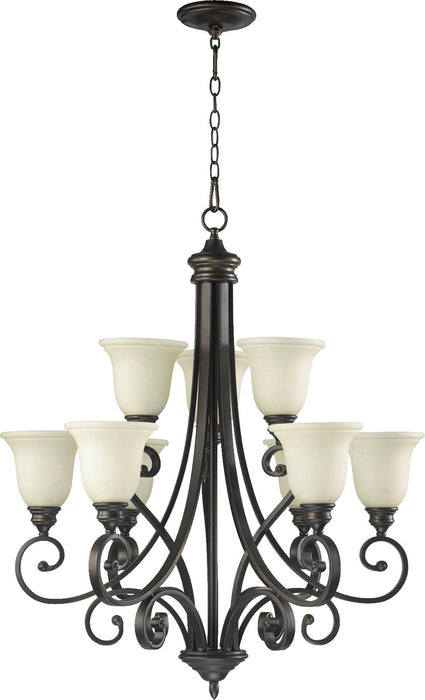 Quorum 6154-9-86 Nine Light Chandelier, Oiled Bronze
