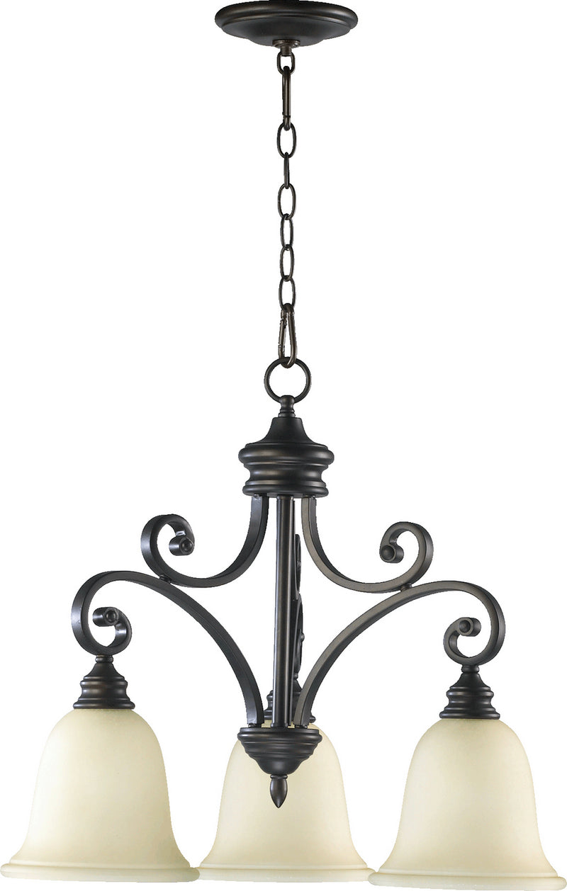 Quorum 6354-3-86 Three Light Chandelier, Oiled Bronze