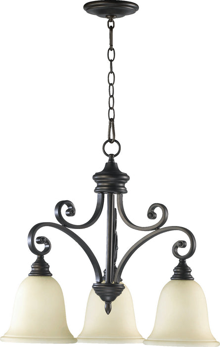 Quorum 6354-3-86 Three Light Chandelier, Oiled Bronze