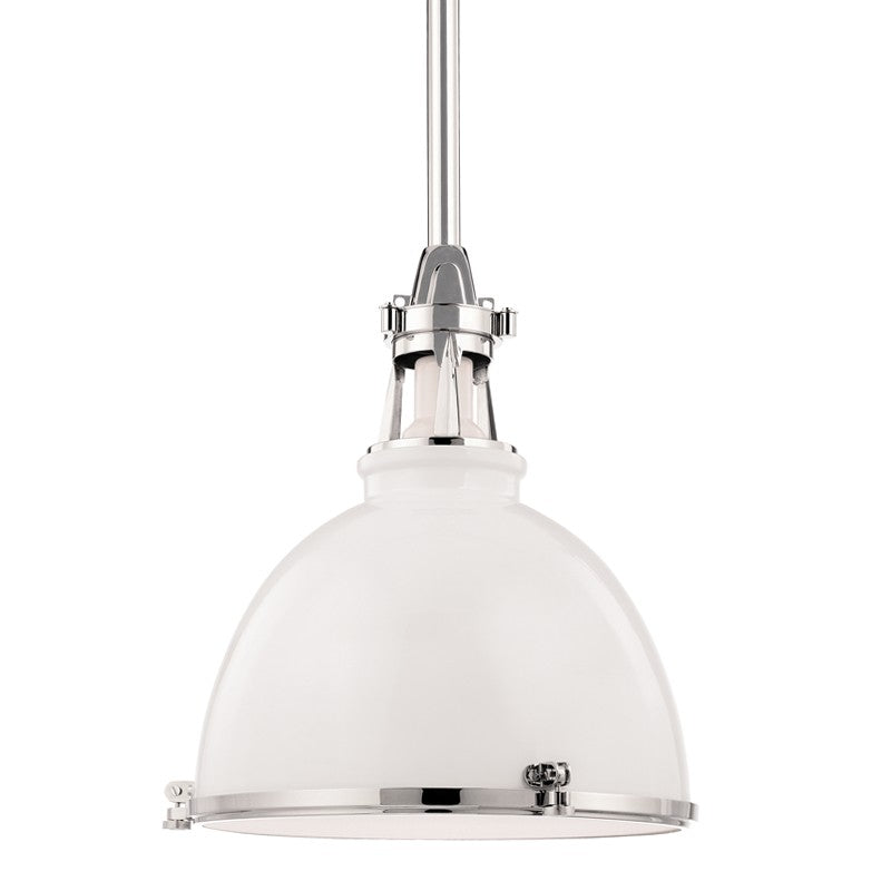Hudson Valley 4620-WPN One Light Pendant, White/Polished Nickel Combo