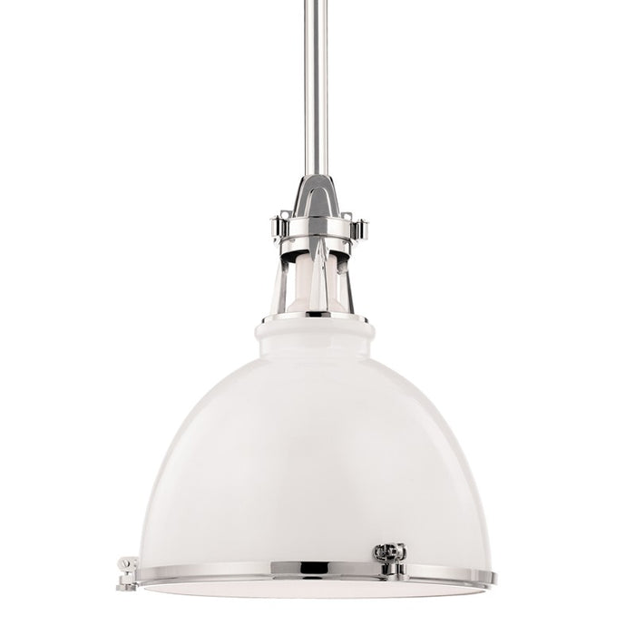 Hudson Valley 4620-WPN One Light Pendant, White/Polished Nickel Combo