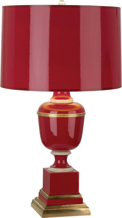 Robert Abbey 2501 One Light Table Lamp, Red Lacquered Paint w/Natural Brass/Ivory Crackle