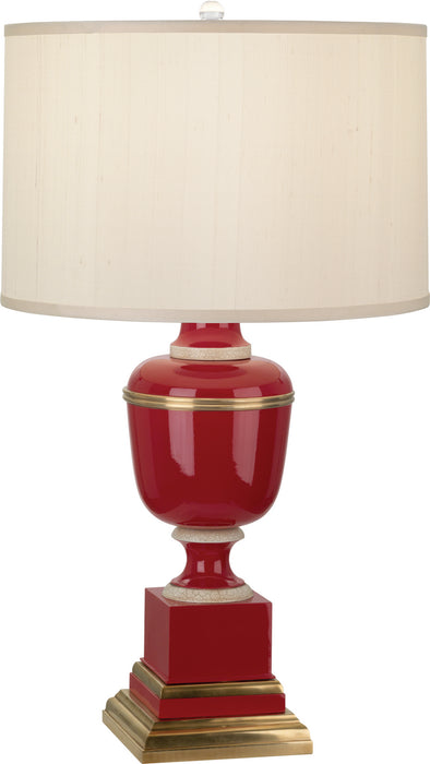 Robert Abbey 2501X One Light Table Lamp, Red Lacquered Paint w/Natural Brass/Ivory Crackle