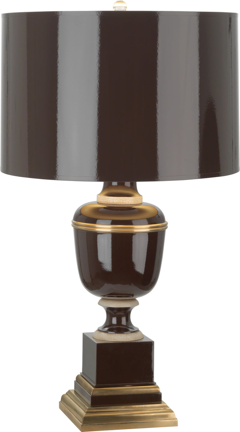 Robert Abbey 2502 One Light Table Lamp, Chocolate Lacquered Paint w/Natural Brass/Ivory Crackle