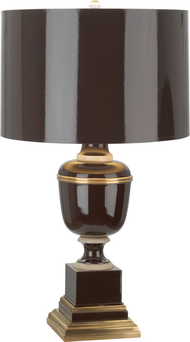 Robert Abbey 2502 One Light Table Lamp, Chocolate Lacquered Paint w/Natural Brass/Ivory Crackle