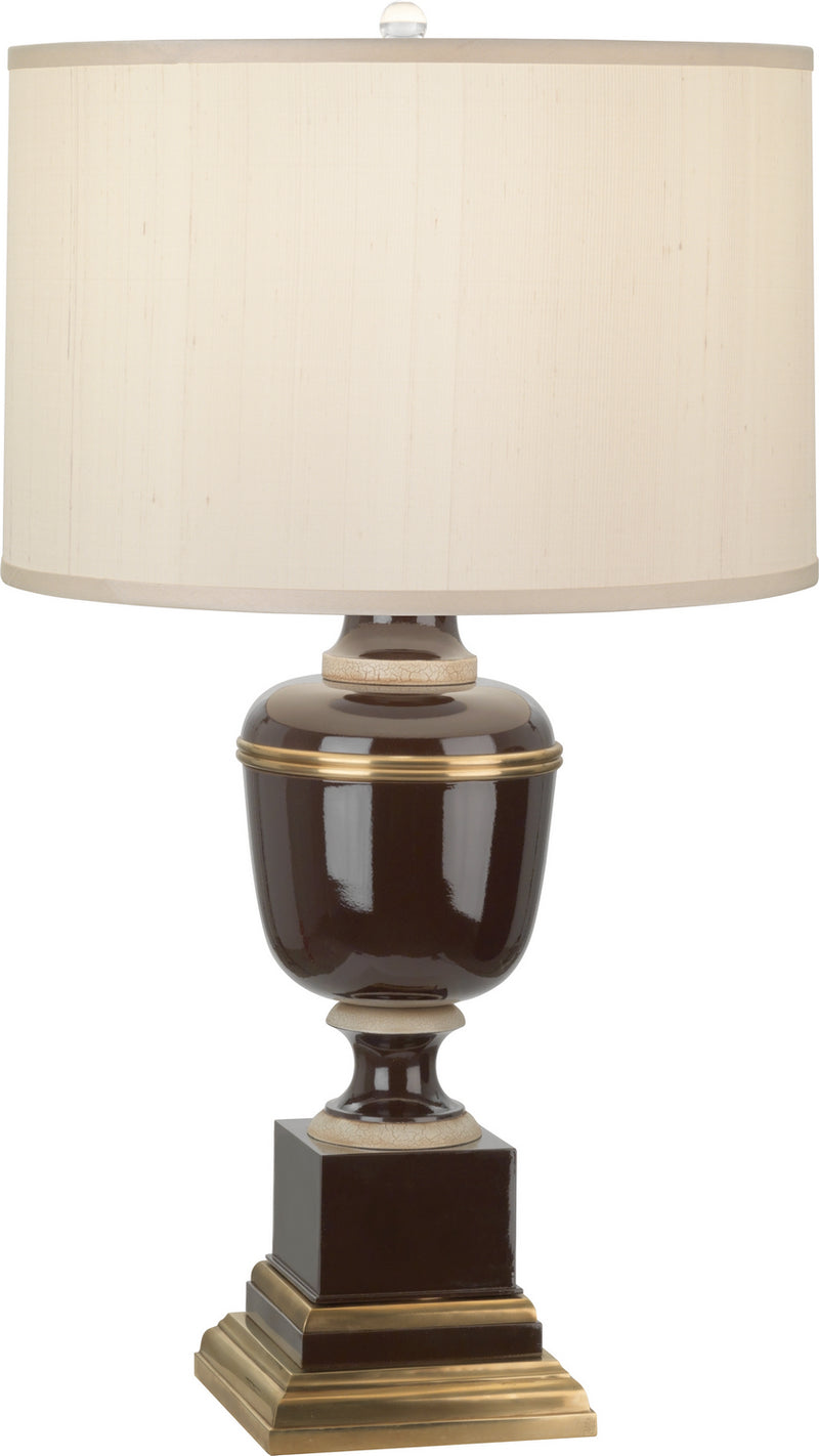 Robert Abbey 2502X One Light Table Lamp, Chocolate Lacquered Paint/Natural Brass w/Ivory Crackle