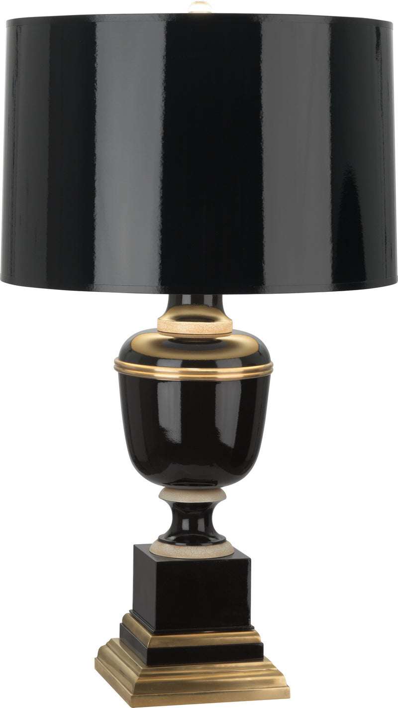 Robert Abbey 2503 One Light Table Lamp, Black Lacquered Paint w/Natural Brass/Ivory Crackle