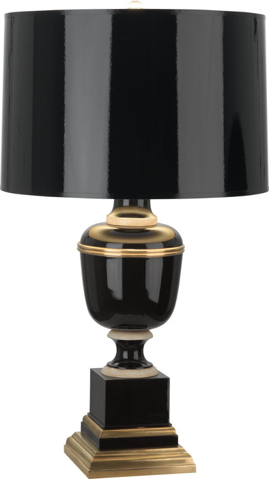 Robert Abbey 2503 One Light Table Lamp, Black Lacquered Paint w/Natural Brass/Ivory Crackle