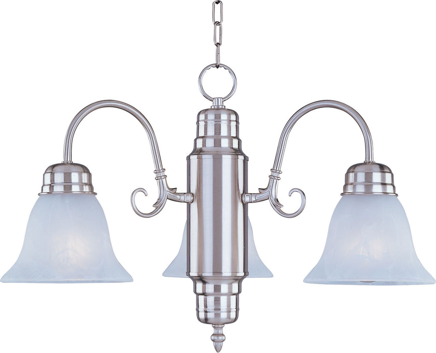 Maxim 91196MRSN Three Light Chandelier, Satin Nickel