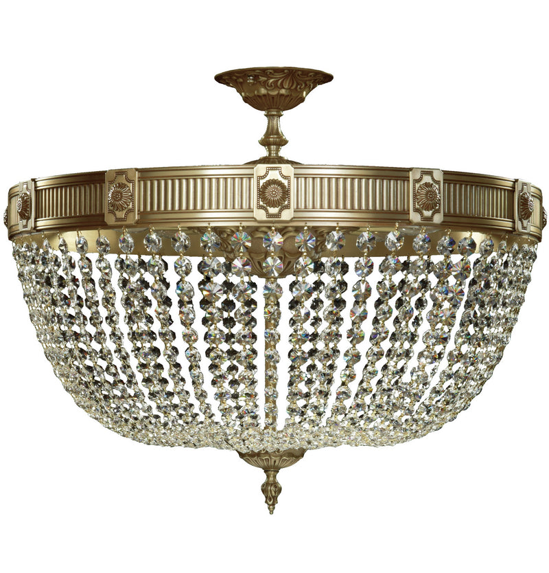 American Brass & Crystal FM8004-P-03G 12 Light Flush Mount, French Gold Glossy
