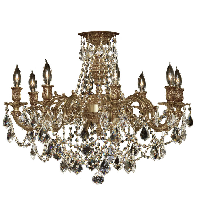 American Brass & Crystal FM9204-A-03G Eight Light Flush Mount, French Gold Glossy