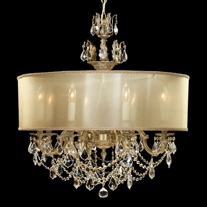 American Brass & Crystal CH6542-A-04G-PI-PG Eight Light Chandelier, Antique White Glossy
