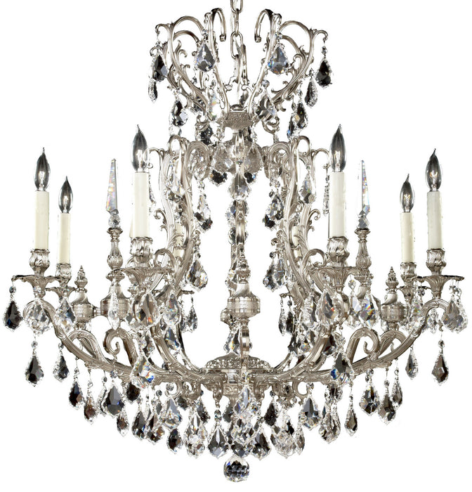 American Brass & Crystal CH7014-A-08G-PI Eight Light Chandelier, Silver