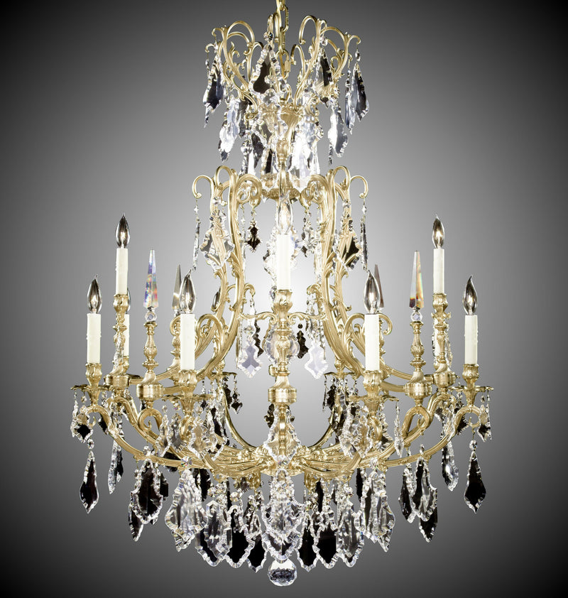 American Brass & Crystal CH7027-C-16G-PI 12 Light Chandelier, True Brass