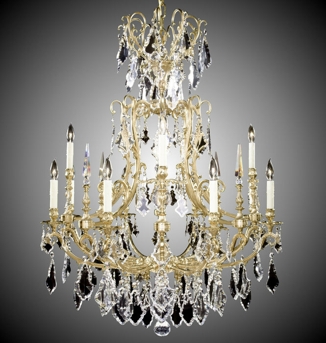American Brass & Crystal CH7027-C-16G-PI 12 Light Chandelier, True Brass