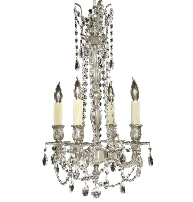 American Brass & Crystal CH9211-O-07G-PI Four Light Chandelier, Satin Nickel