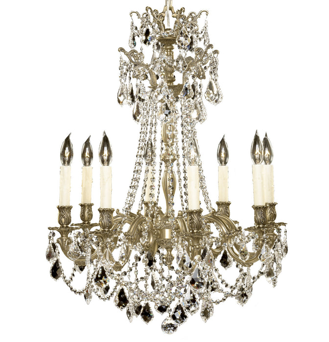 American Brass & Crystal CH9238-A-02G-PI Eight Light Chandelier, Antique Black Glossy