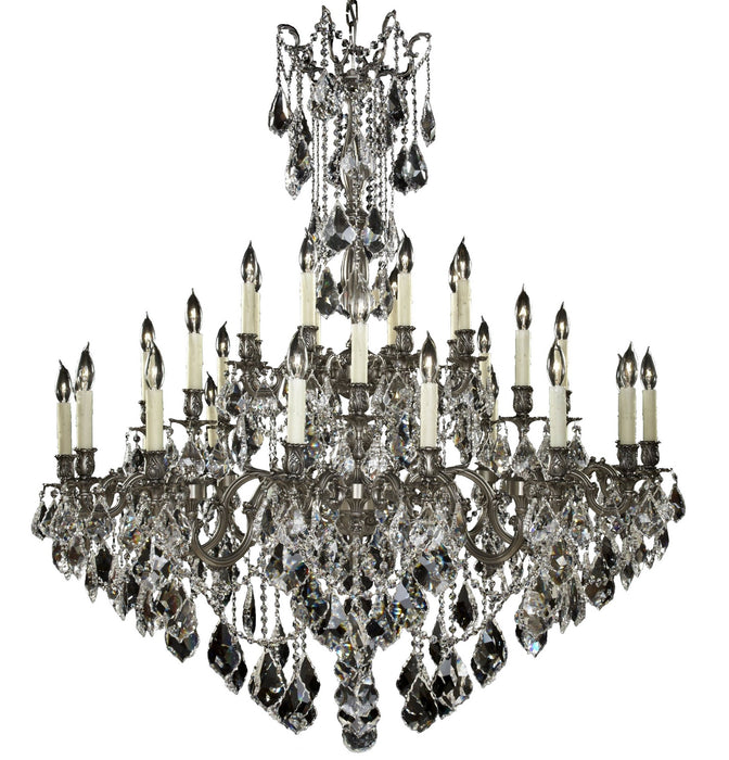 American Brass & Crystal CH9323-A-10G-PI 32 Light Chandelier, Antique Silver