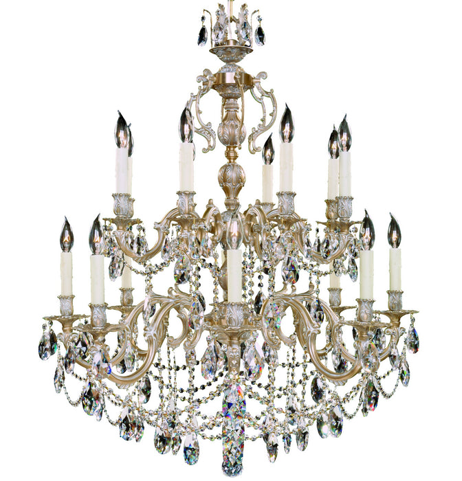 American Brass & Crystal CH9580-O-04G-PI 16 Light Chandelier, Antique White Glossy