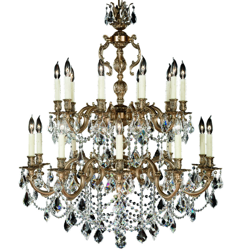 American Brass & Crystal CH9581-A-02G-PI 20 Light Chandelier, Antique Black Glossy
