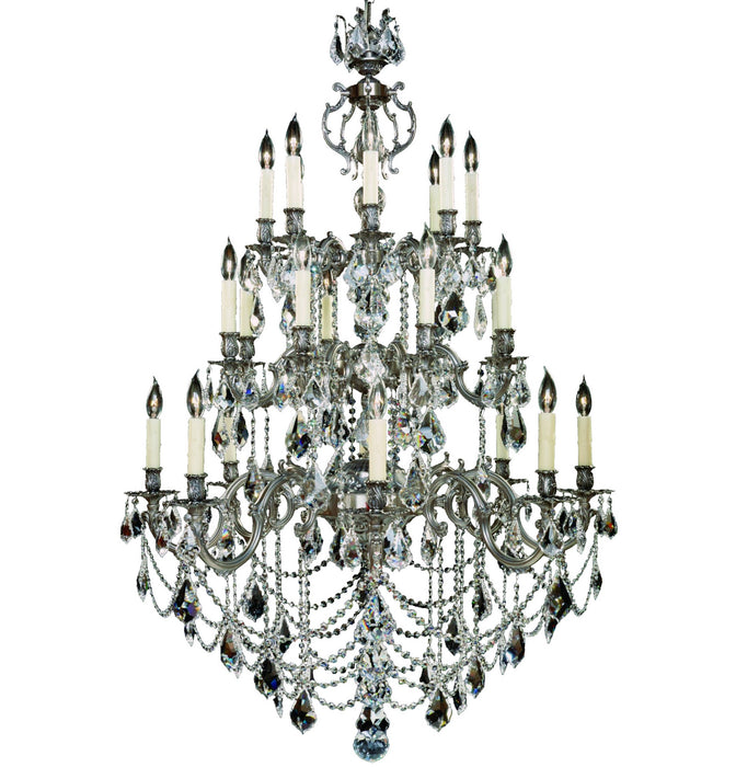 American Brass & Crystal CH9582-A-10G-PI 24 Light Chandelier, Antique Silver