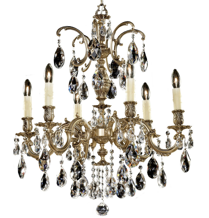 American Brass & Crystal CH9713-O-02G-PI Six Light Chandelier, Antique Black Glossy