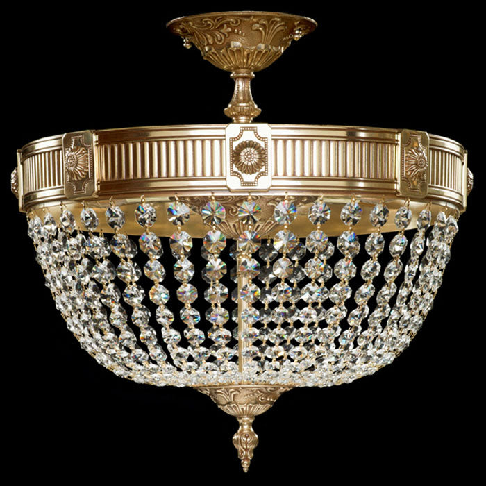 American Brass & Crystal FM8002-P-03G Eight Light Flush Mount, French Gold Glossy