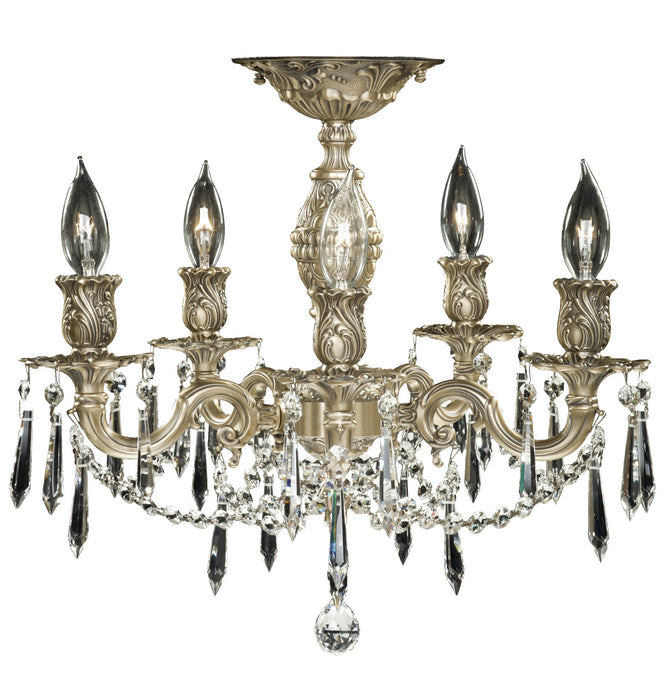 American Brass & Crystal FM9511-U-02G Five Light Flush Mount, Antique Black Glossy