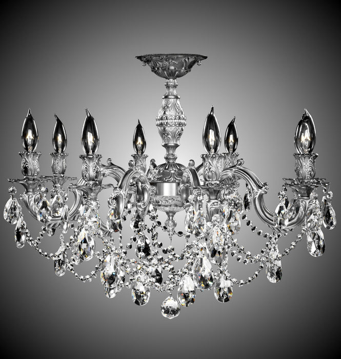 American Brass & Crystal FM9541-O-10W Eight Light Flush Mount, White Nickel
