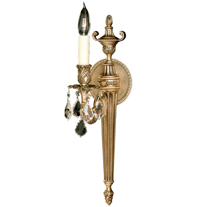 American Brass & Crystal WS2111-A-02G-PI One Light Wall Sconce, Antique Black Glossy