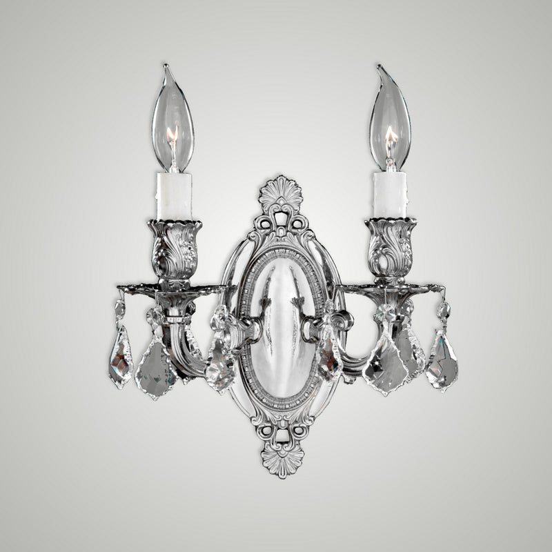 American Brass & Crystal WS9412-A-08G-PI Two Light Wall Sconce, Silver