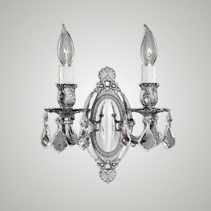 American Brass & Crystal WS9412-A-08G-PI Two Light Wall Sconce, Silver