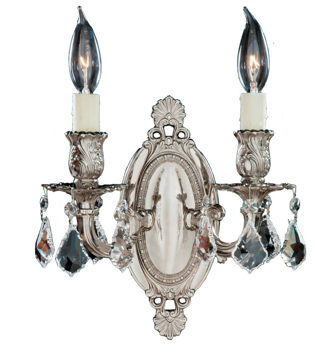 American Brass & Crystal WS9412-A-08G-PI Two Light Wall Sconce, Silver