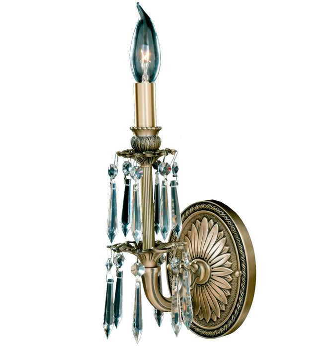 American Brass & Crystal WS9471-U-02G-ST One Light Wall Sconce, Antique Black Glossy