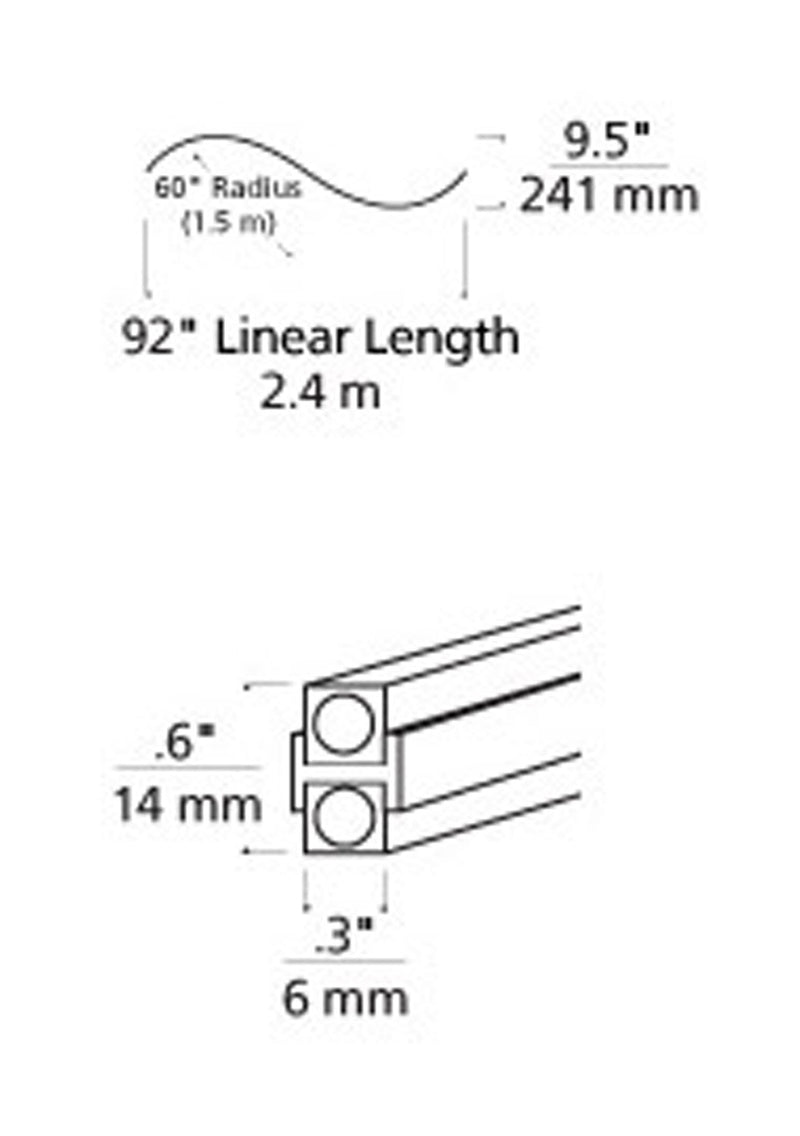 Visual Comfort Architectural 700MOBHSC60BRZ Pre-Bent S Curve Monorail, Antique Bronze