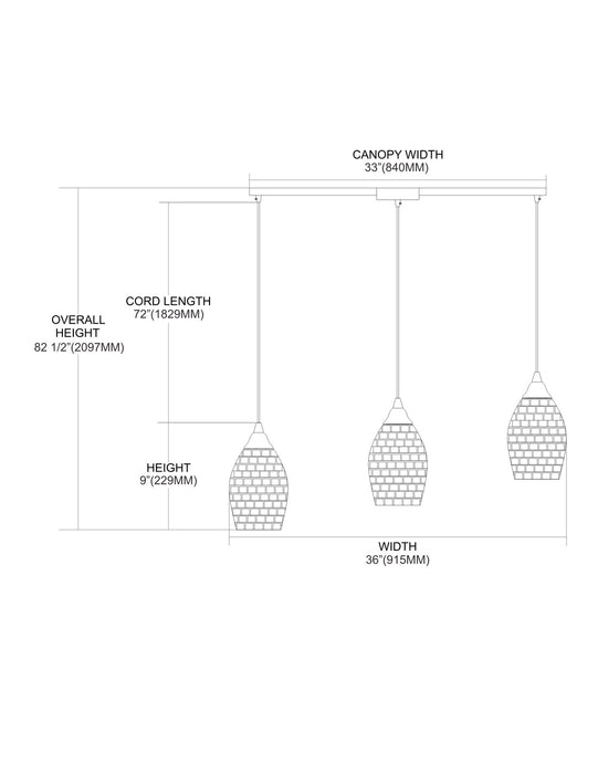 ELK Home 10141/3L Three Light Pendant, Satin Nickel