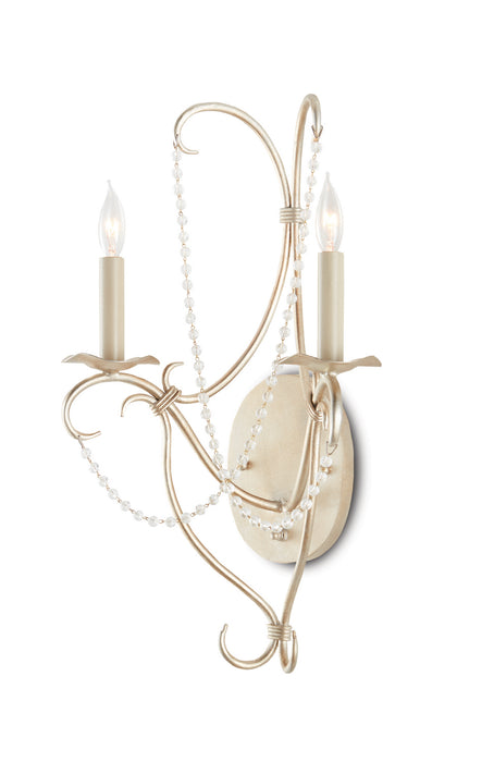 Currey and Company 5980 Two Light Wall Sconce, Silver Leaf