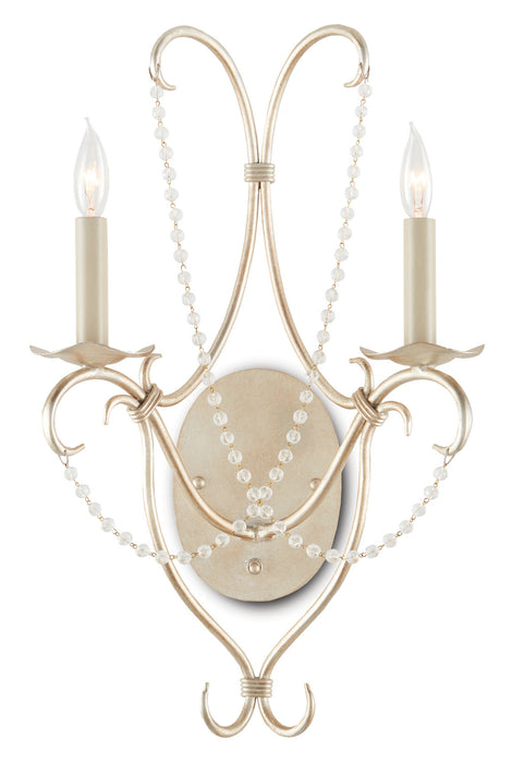 Currey and Company 5980 Two Light Wall Sconce, Silver Leaf