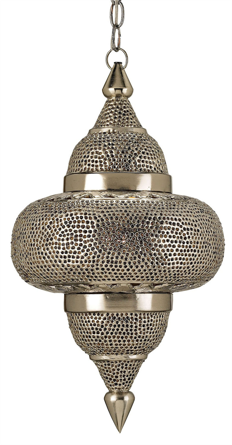 Currey and Company 9103 One Light Pendant, Nickel/Copper/Lacquer/Amber