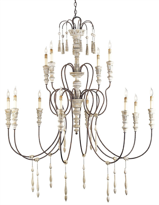 Currey and Company 9117 12 Light Chandelier, Stockholm White/Rust