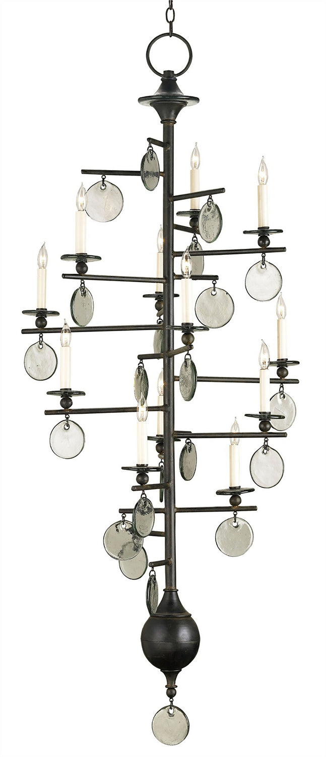 Currey and Company 9125 12 Light Chandelier, Old Iron
