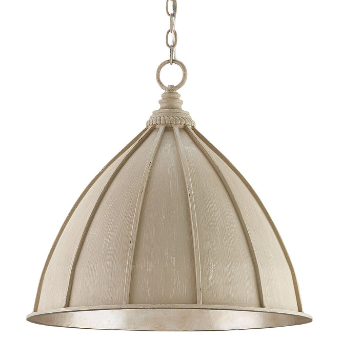 Currey and Company 9149 One Light Pendant, Oyster Cream/Silver Leaf