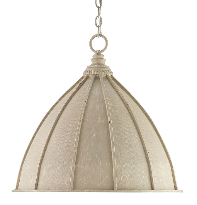 Currey and Company 9149 One Light Pendant, Oyster Cream/Silver Leaf