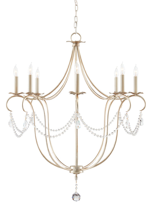 Currey and Company 9891 Eight Light Chandelier, Silver Leaf