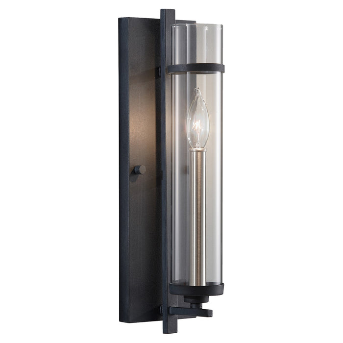Generation Lighting WB1560AF/BS One Light Wall Sconce, Antique Forged Iron / Brushed Steel