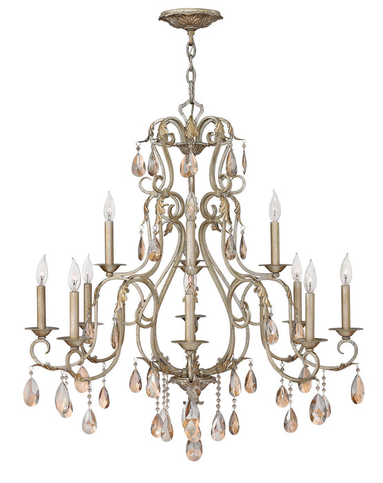 Hinkley 4778SL LED Foyer Chandelier, Silver Leaf